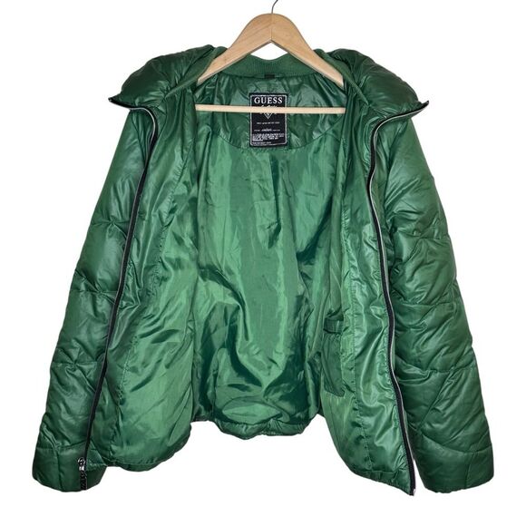 Guess Vintage Women's Kelly Green Zip Front Down Feather Puffer Jacket Sz Large - Picture 4 of 8